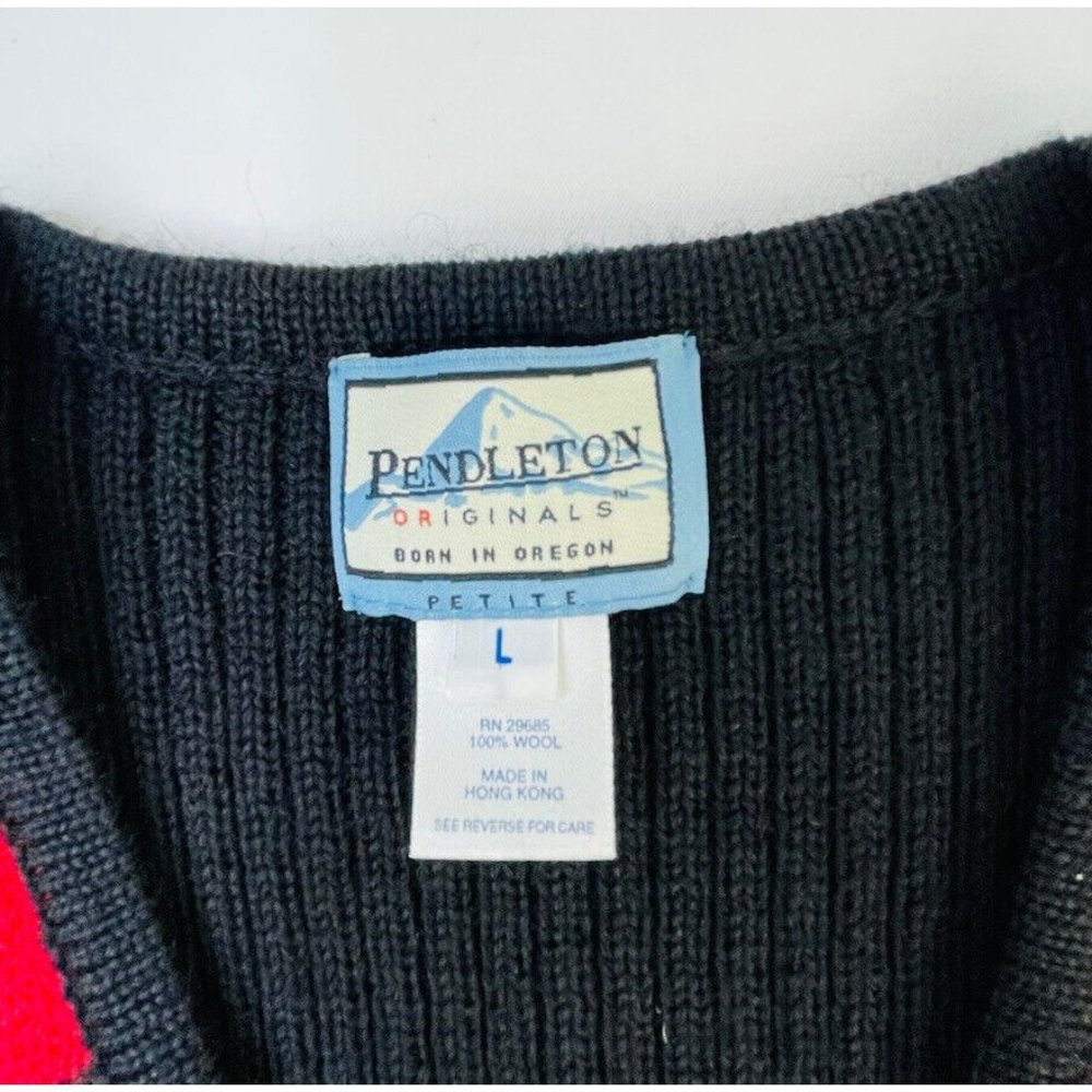 Pendleton Diamond Snowflake Stitched Wool Zip Swe… - image 2